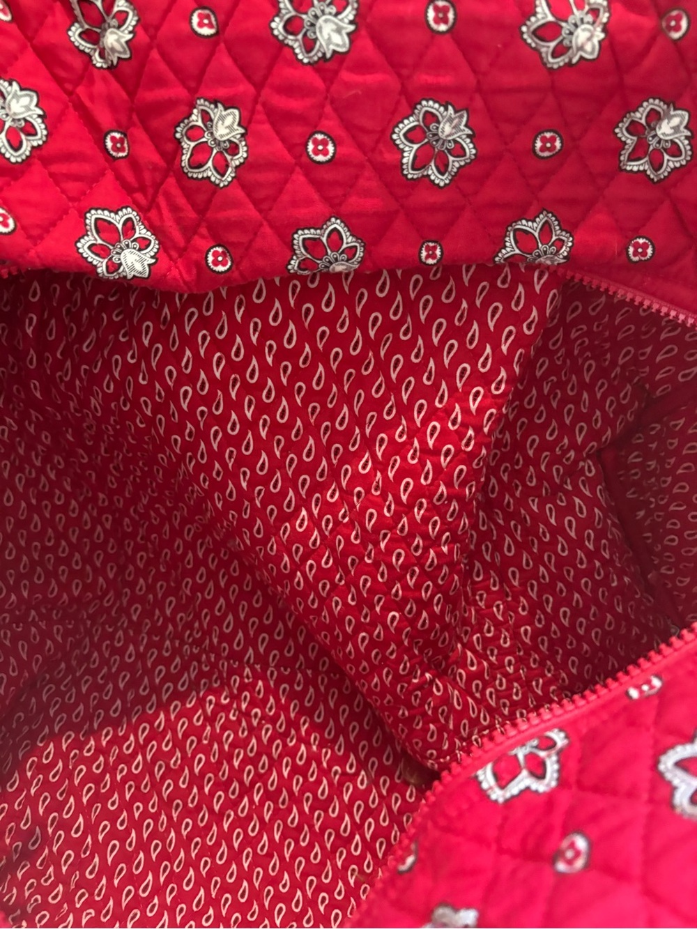 Vera Bradley Red Quilted Floral Tote - Picture 4 of 5